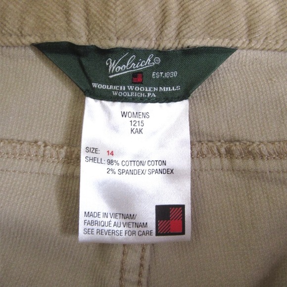 Woolrich Corduroy Strait Leg Pants Size 14 Tan Khaki Cotton Spandex Blend NWT - Picture 12 of 12